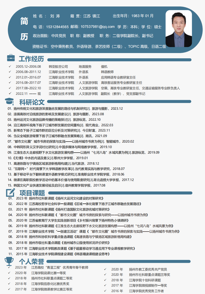 人文旅游学院:刘院长简介